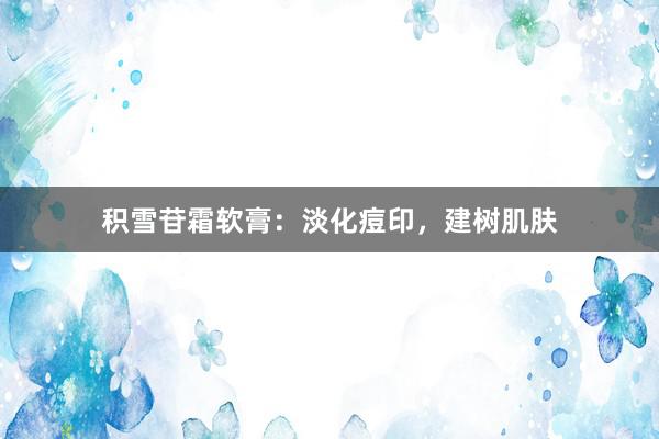 积雪苷霜软膏：淡化痘印，建树肌肤